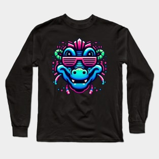 neon cyberpunk gator graphic Long Sleeve T-Shirt